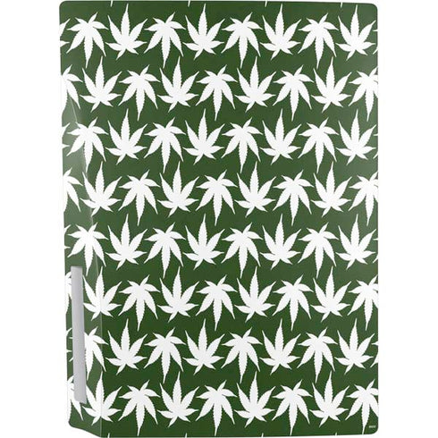 Marijuana Leaf White Pattern PS5 Console Skin