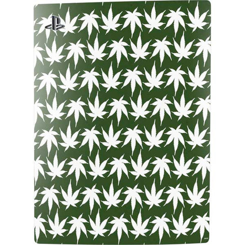 Marijuana Leaf White Pattern PS5 Digital Edition Bundle Skin
