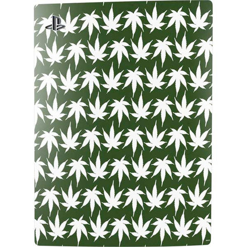 Marijuana Leaf White Pattern PS5 Digital Edition Console Skin
