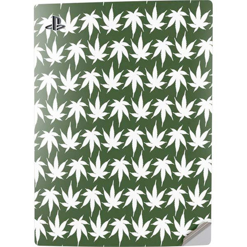 Marijuana Leaf White Pattern PS5 Digital Edition Console Skin