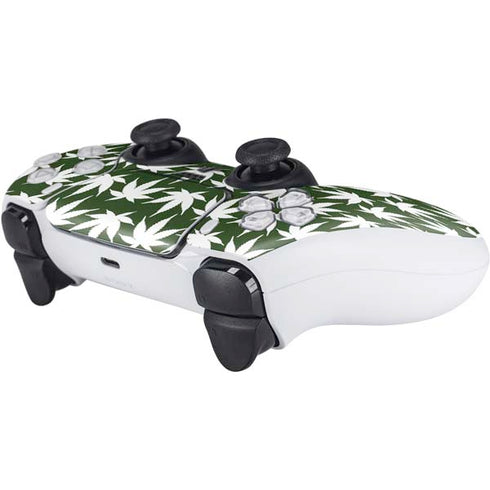Marijuana Leaf White Pattern PS5 Controller Skin