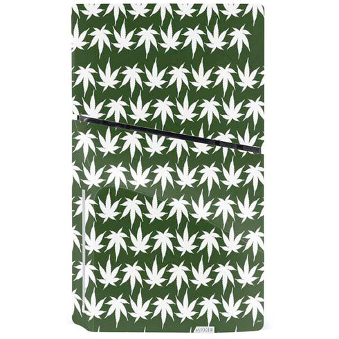 Marijuana Leaf White Pattern PS5 Slim Disk Bundle Skin