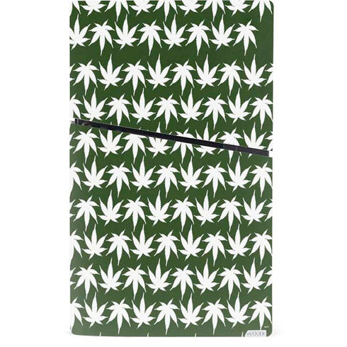 Marijuana Leaf White Pattern PS5 Slim Digital Edition Console Skin
