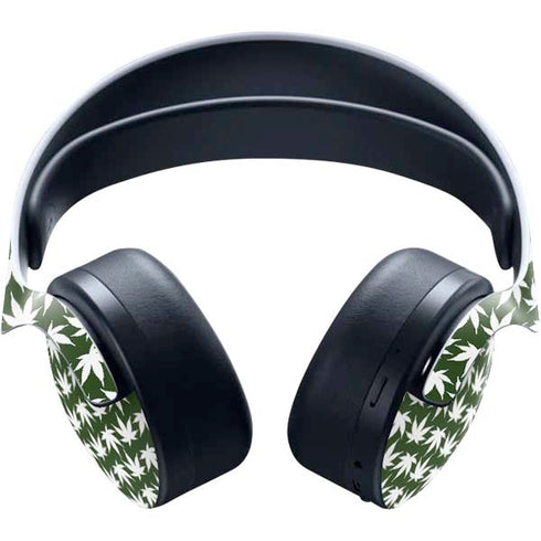Marijuana Leaf White Pattern PULSE 3D Wireless Headset for PS5 Skin
