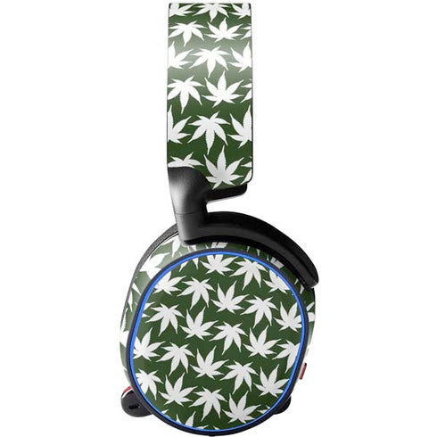 Marijuana Leaf White Pattern SteelSeries Arctis 3 Skin