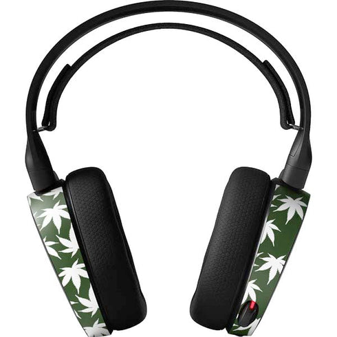 Marijuana Leaf White Pattern SteelSeries Arctis 3 Skin