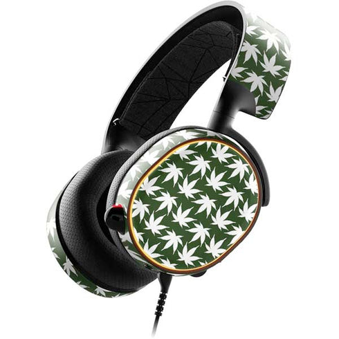 Marijuana Leaf White Pattern SteelSeries Arctis 5 Skin