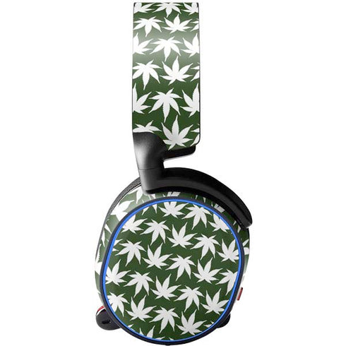 Marijuana Leaf White Pattern SteelSeries Arctis 5 Skin