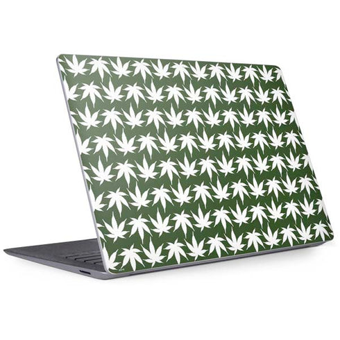 Marijuana Leaf White Pattern Surface Laptop 3 13.5in Skin