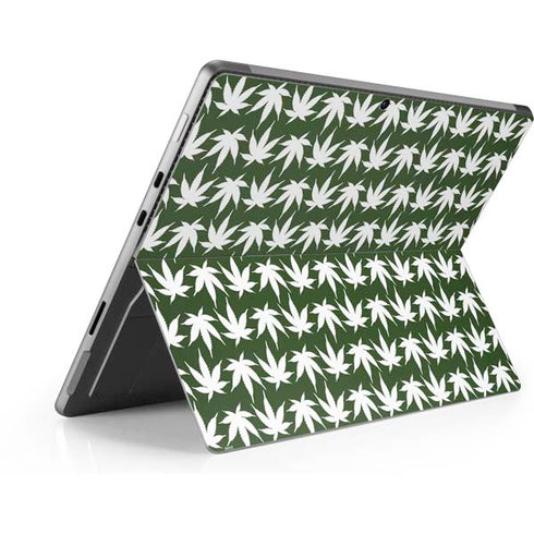 Marijuana Leaf White Pattern Surface Pro 9 Skin