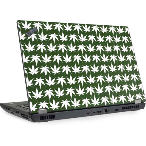 Marijuana Leaf White Pattern Lenovo ThinkPad Skin