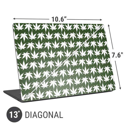 Marijuana Leaf White Pattern Universal Laptop 13in (10.6 x 7.6in) Skin
