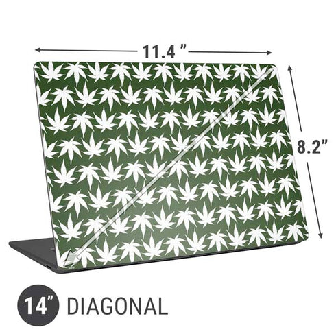 Marijuana Leaf White Pattern Universal Laptop 14in (11.4 x 8.2in) Skin