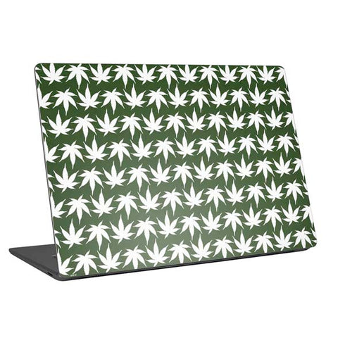 Marijuana Leaf White Pattern Universal Laptop 15in (12.2 x 8.8in) Skin