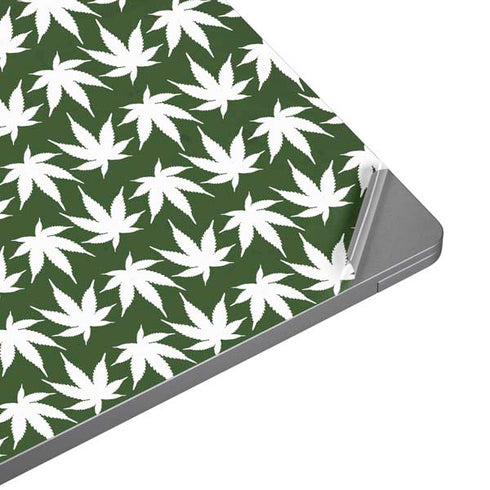 Marijuana Leaf White Pattern Universal Laptop 15in (12.2 x 8.8in) Skin