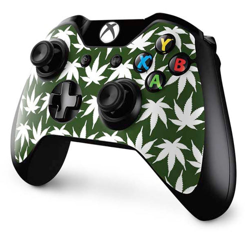 Marijuana Leaf White Pattern Xbox One Controller Skin