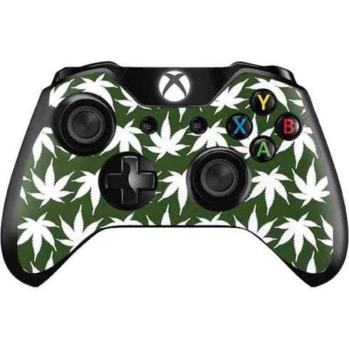 Marijuana Leaf White Pattern Xbox One Controller Skin