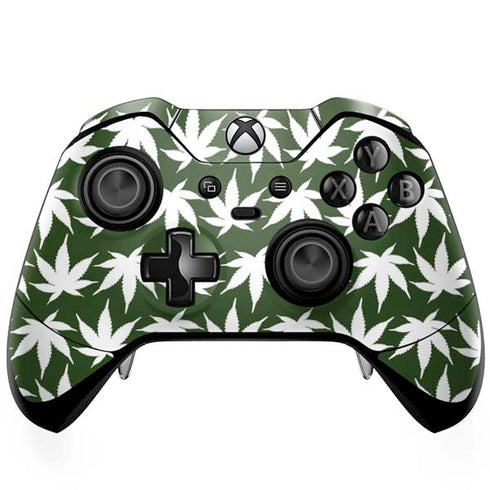 Marijuana Leaf White Pattern Xbox One Elite Controller Skin