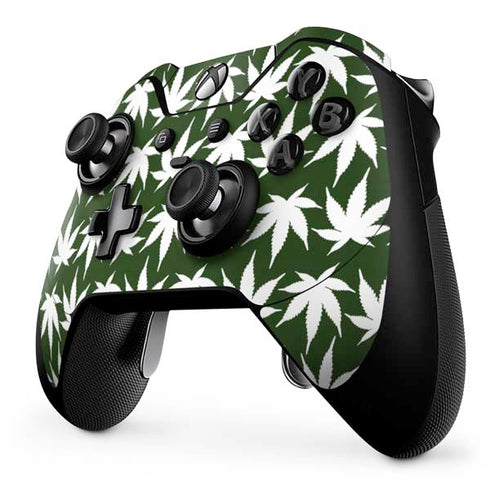 Marijuana Leaf White Pattern Xbox One Elite Controller Skin