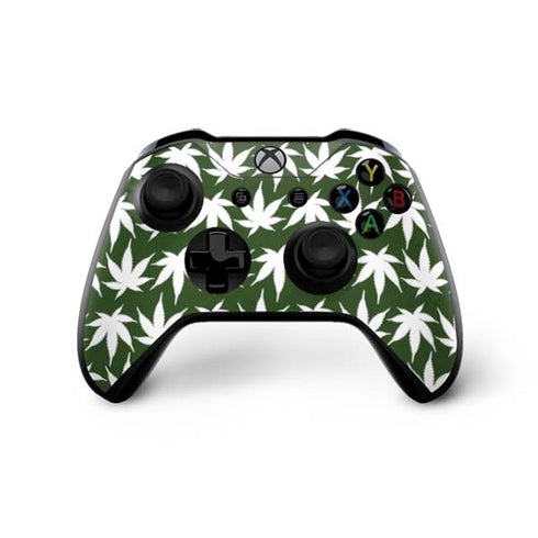 Marijuana Leaf White Pattern Xbox One X Bundle Skin