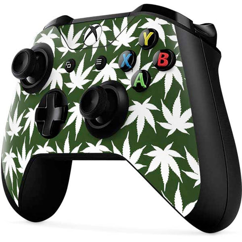 Marijuana Leaf White Pattern Xbox One X Controller Skin