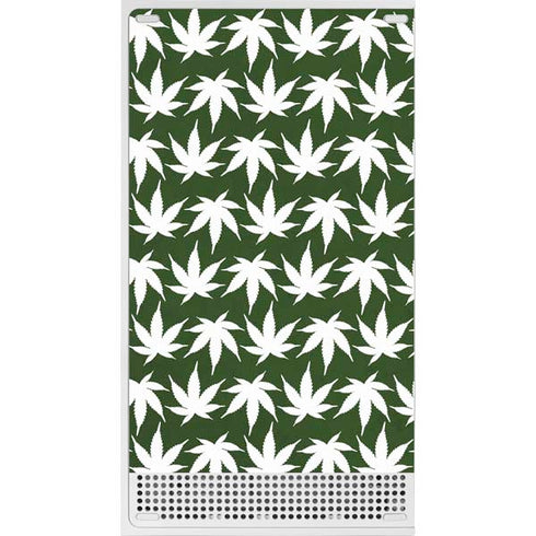 Marijuana Leaf White Pattern Xbox Series S Skins