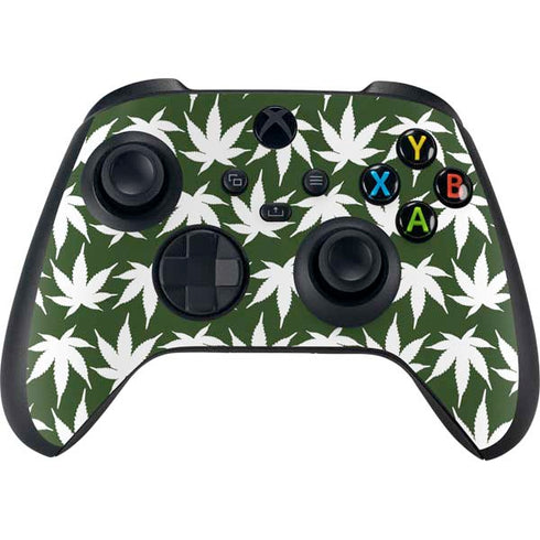 Marijuana Leaf White Pattern Xbox Series X Bundle Skin