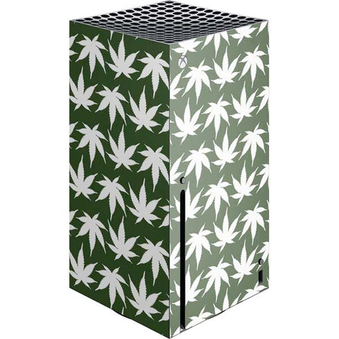 Marijuana Leaf White Pattern Xbox Series X Console Skin