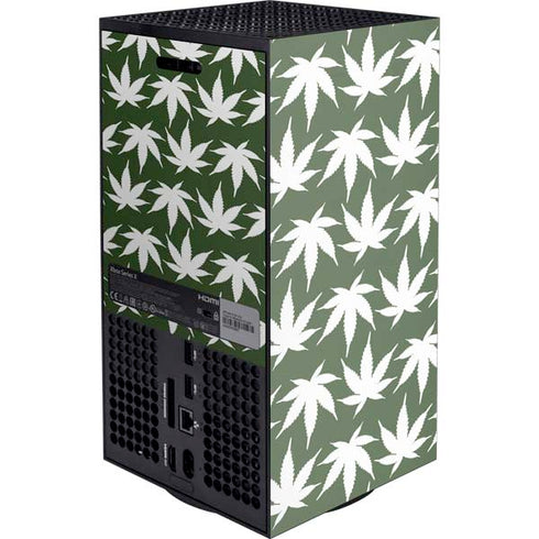 Marijuana Leaf White Pattern Xbox Series X Console Skin