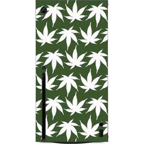 Marijuana Leaf White Pattern Xbox Series X Console Skin