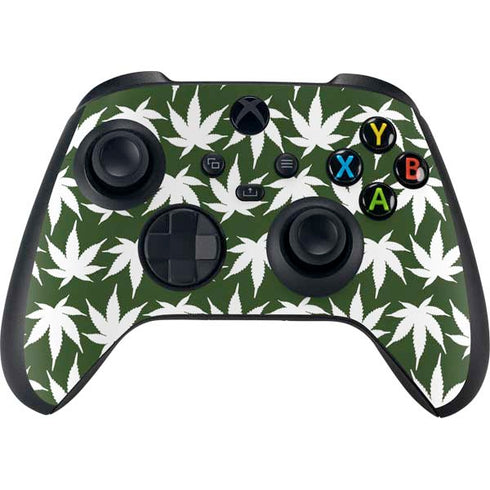 Marijuana Leaf White Pattern Xbox Series X Controller Skin