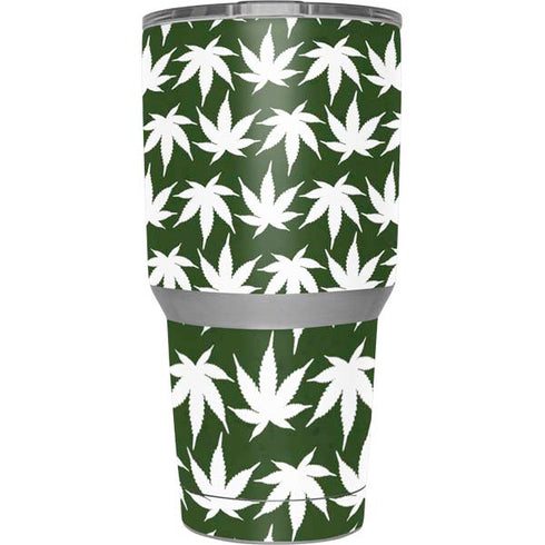 Marijuana Leaf White Pattern Yeti 30oz Rambler Tumbler Skin