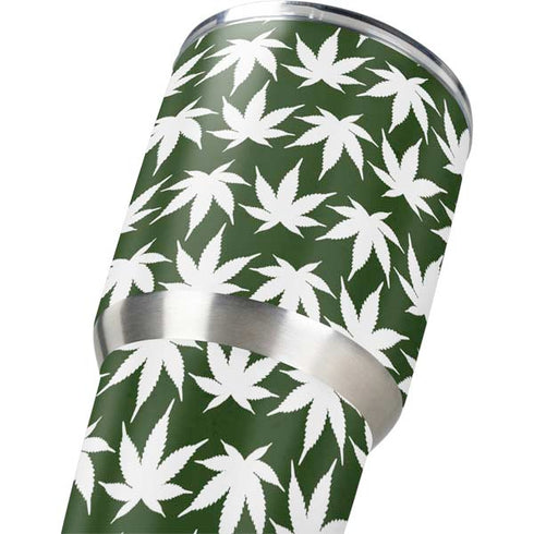 Marijuana Leaf White Pattern Yeti 30oz Rambler Tumbler Skin