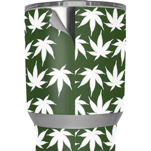 Marijuana Leaf White Pattern Yeti 30oz Rambler Tumbler Skin