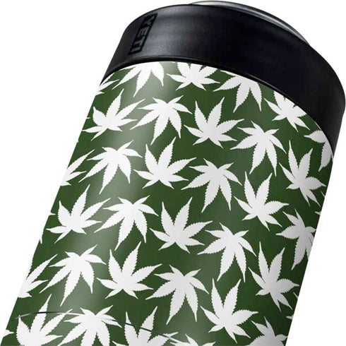 Marijuana Leaf White Pattern Yeti Colster Can Insulator Skin