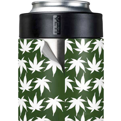 Marijuana Leaf White Pattern Yeti Colster Can Insulator Skin