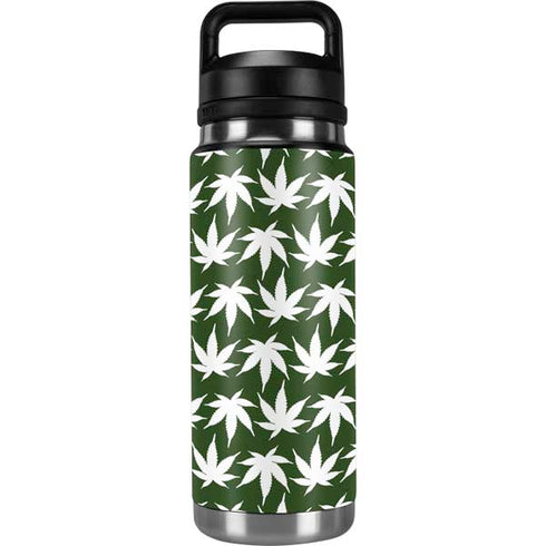 Marijuana Leaf White Pattern YETI Rambler 26oz Bottle Skin