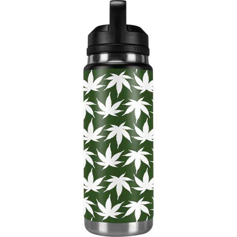 Marijuana Leaf White Pattern YETI Rambler 26oz Bottle Skin