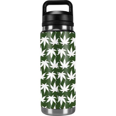 Marijuana Leaf White Pattern YETI Rambler 26oz Bottle Skin
