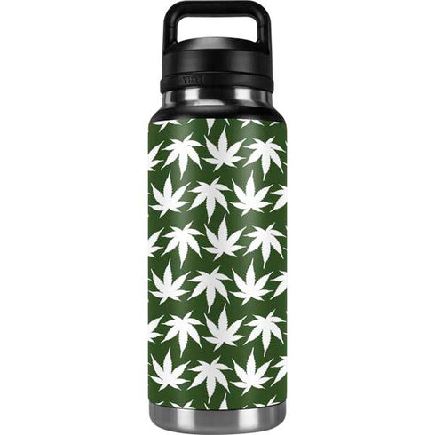 Marijuana Leaf White Pattern YETI Rambler 36oz Bottle Skin
