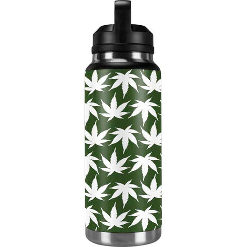 Marijuana Leaf White Pattern YETI Rambler 36oz Bottle Skin