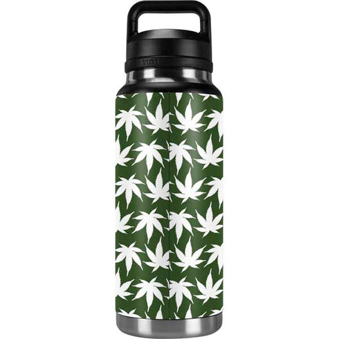 Marijuana Leaf White Pattern YETI Rambler 36oz Bottle Skin
