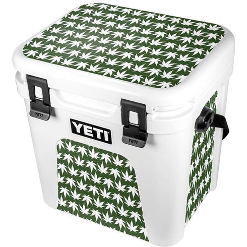 Marijuana Leaf White Pattern YETI Roadie 24 Hard Cooler Skin