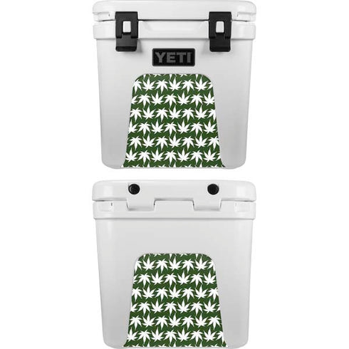 Marijuana Leaf White Pattern YETI Roadie 24 Hard Cooler Skin