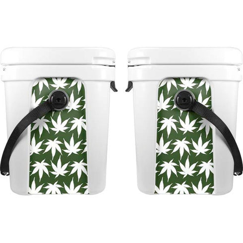Marijuana Leaf White Pattern YETI Roadie 24 Hard Cooler Skin