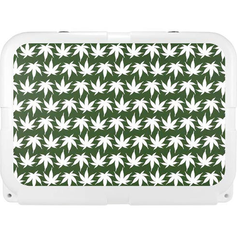 Marijuana Leaf White Pattern YETI Tundra 35 Hard Cooler Skin