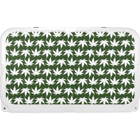 Marijuana Leaf White Pattern YETI Tundra 45 Hard Cooler Skin