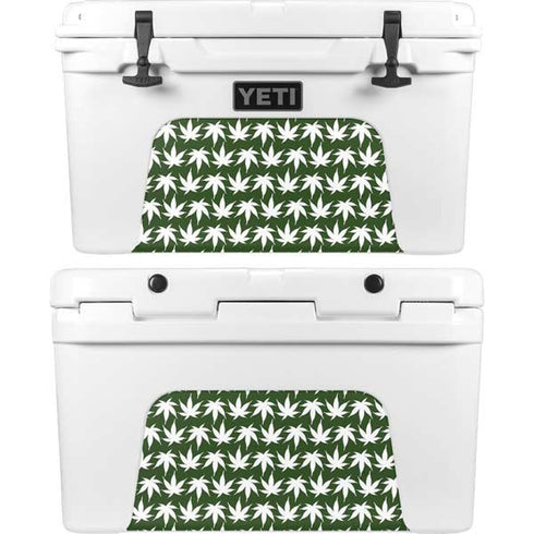 Marijuana Leaf White Pattern YETI Tundra 45 Hard Cooler Skin
