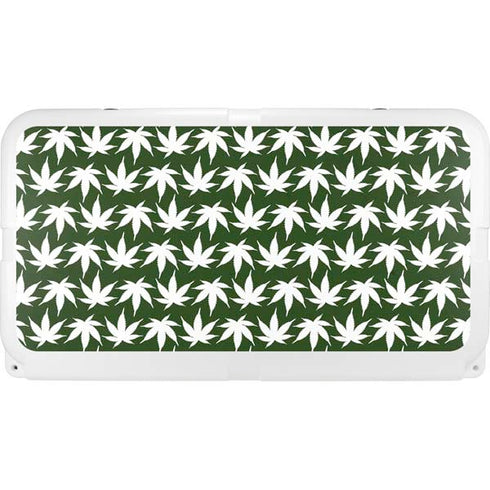 Marijuana Leaf White Pattern YETI Tundra 65 Hard Cooler Skin
