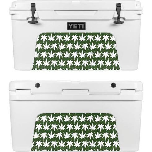 Marijuana Leaf White Pattern YETI Tundra 65 Hard Cooler Skin